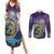 Czech Republic Astronomical Clock Couples Matching Summer Maxi Dress and Long Sleeve Button Shirt Zodiac Signs In Space - Wonder Print Shop