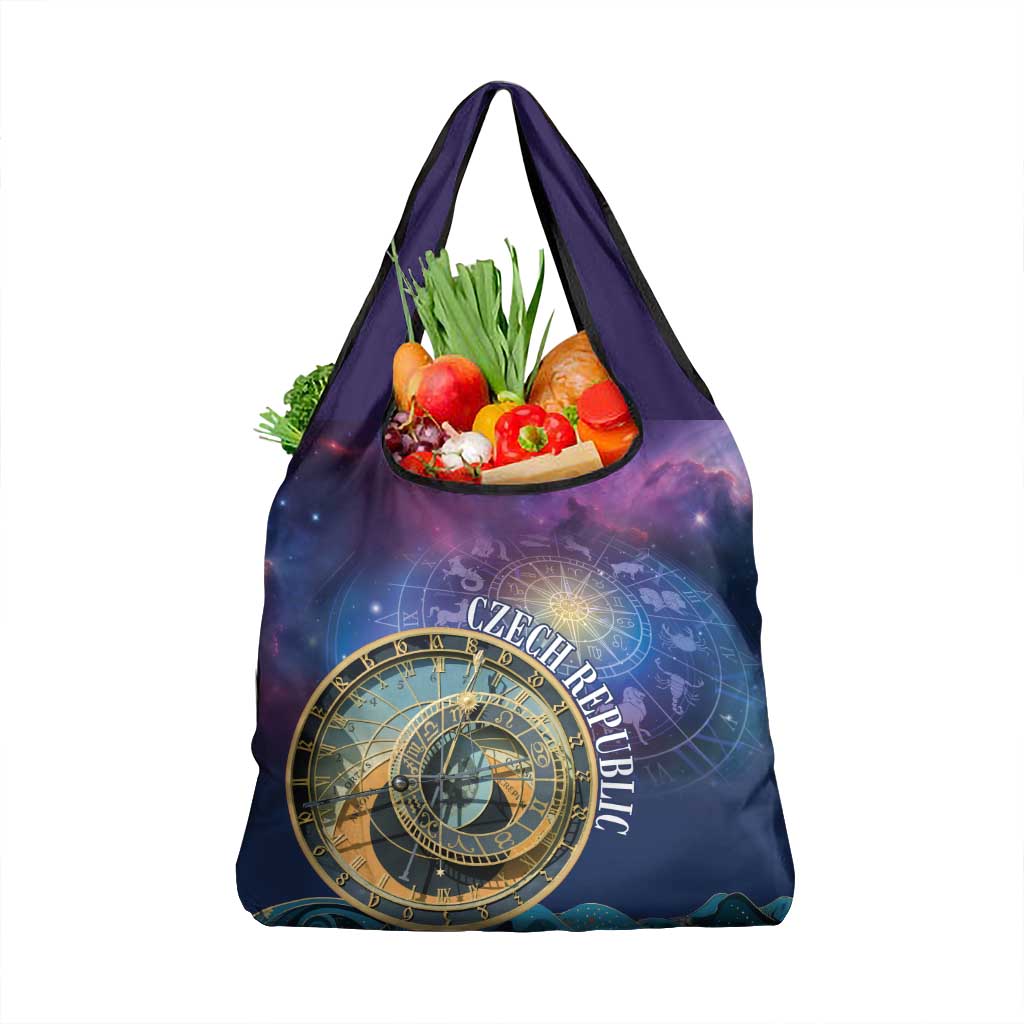 Czech Republic Astronomical Clock Grocery Bag Zodiac Signs In Space