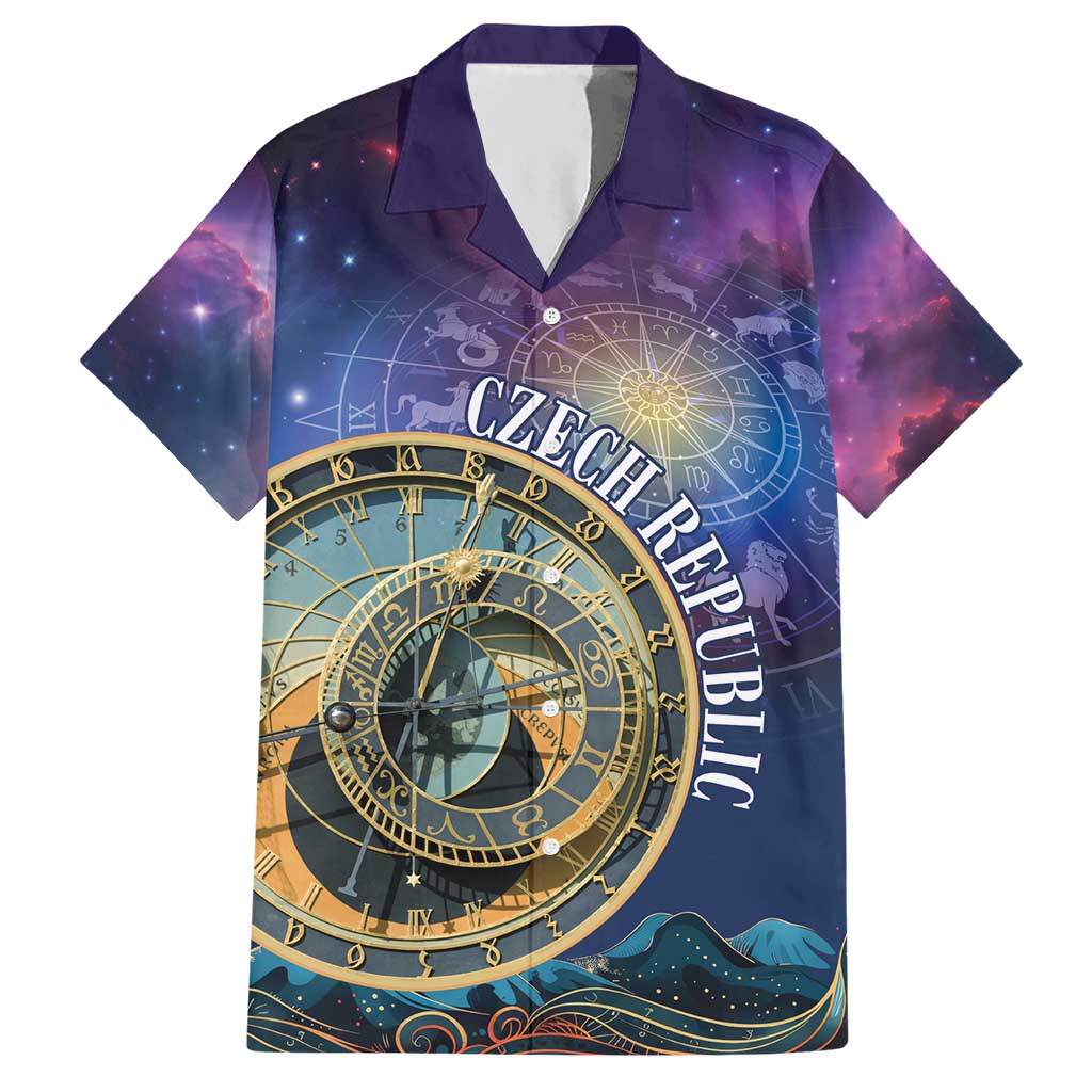 Czech Republic Astronomical Clock Hawaiian Shirt Zodiac Signs In Space - Wonder Print Shop