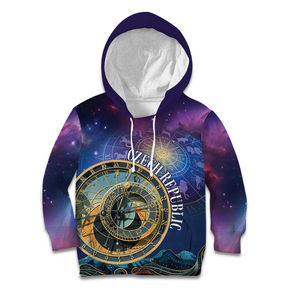 Czech Republic Astronomical Clock Kid Hoodie Zodiac Signs In Space - Wonder Print Shop