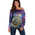 Czech Republic Astronomical Clock Off Shoulder Sweater Zodiac Signs In Space