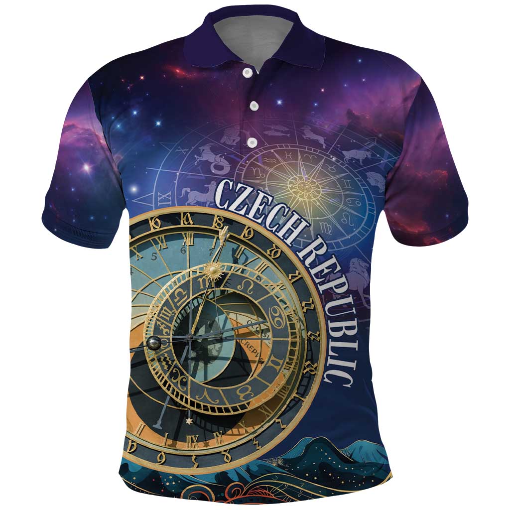 Czech Republic Astronomical Clock Polo Shirt Zodiac Signs In Space - Wonder Print Shop