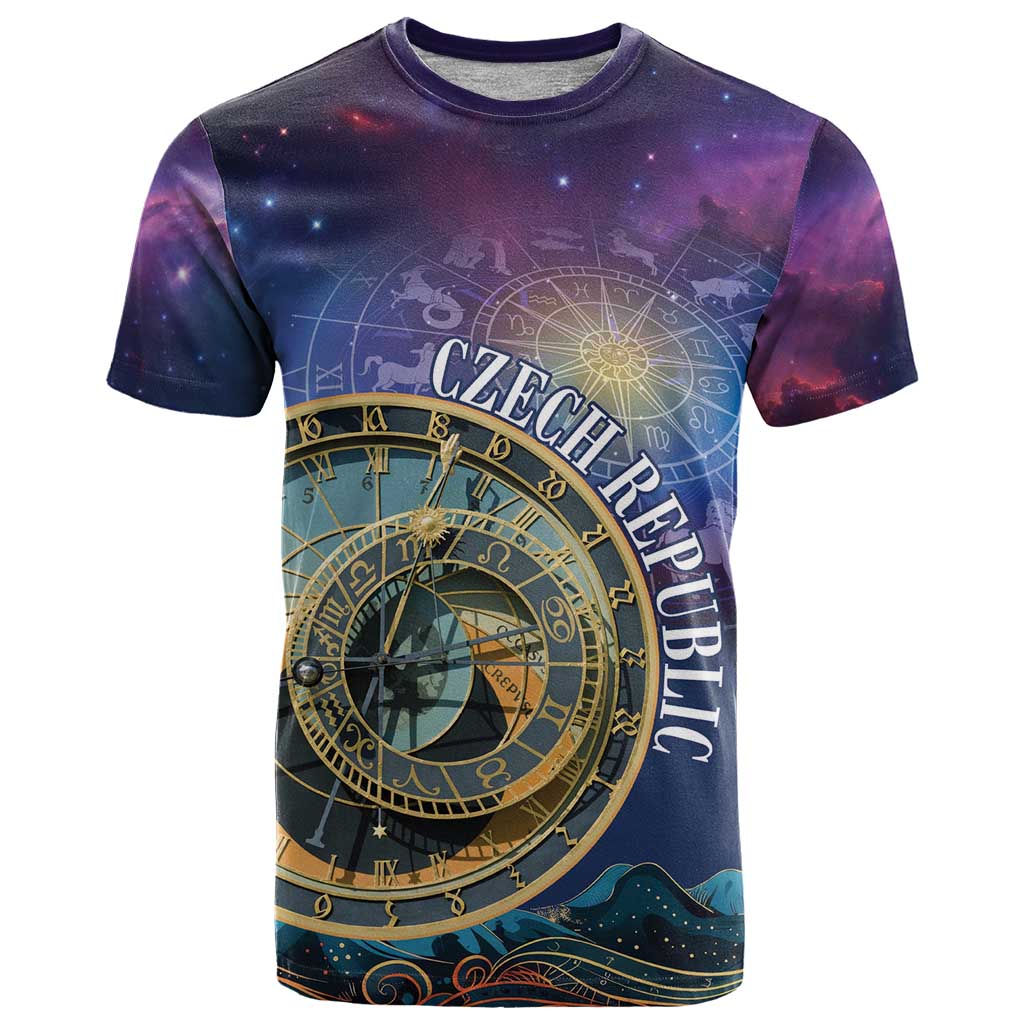 Czech Republic Astronomical Clock T Shirt Zodiac Signs In Space - Wonder Print Shop