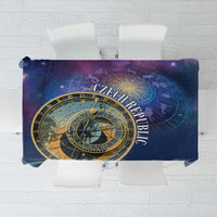 Purple and blue space tablecloth with gold circular compass and stars, rectangular