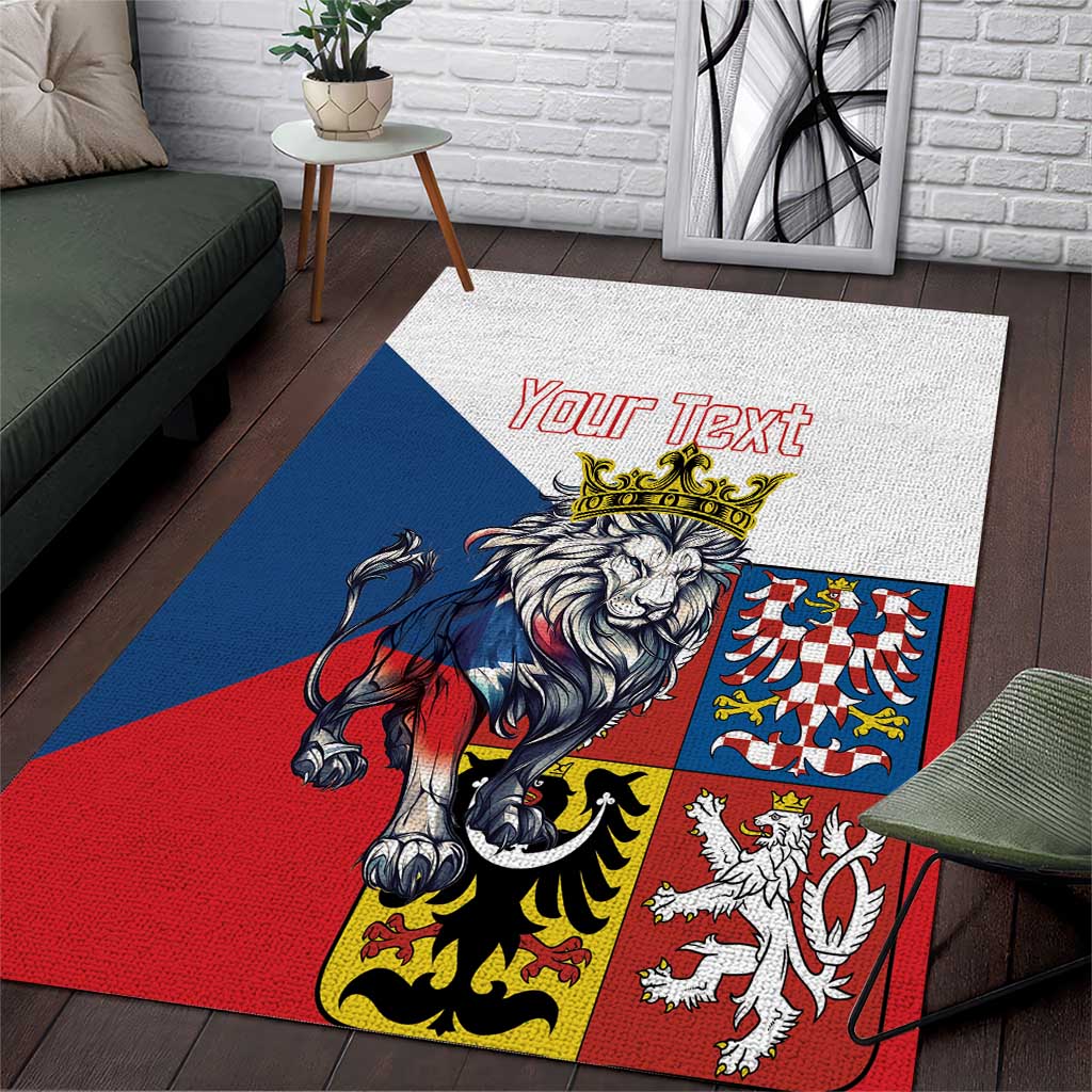 Personalized Czech Republic Restoration Day Area Rug Double-Tailed Lion Truth Prevails