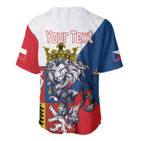 Baseball jersey with Czech flag panels, lion crest, and “Your Text” headline
