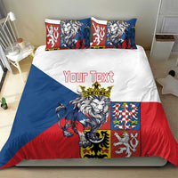 Personalized bedding set with lion crest duvet cover and two matching pillowcases.