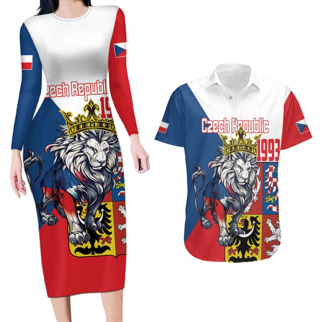 Personalized Czech Republic Restoration Day Couples Matching Long Sleeve Bodycon Dress and Hawaiian Shirt Double-Tailed Lion Truth Prevails - Wonder Print Shop