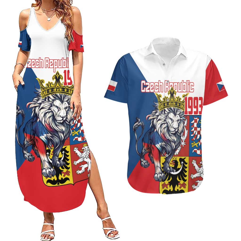 Personalized Czech Republic Restoration Day Couples Matching Summer Maxi Dress and Hawaiian Shirt Double-Tailed Lion Truth Prevails - Wonder Print Shop