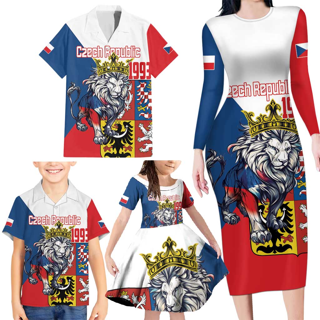 Personalized Czech Republic Restoration Day Family Matching Long Sleeve Bodycon Dress and Hawaiian Shirt Double-Tailed Lion Truth Prevails - Wonder Print Shop