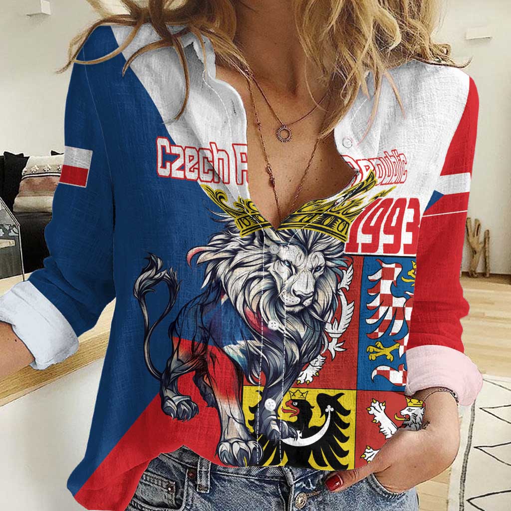 Personalized Czech Republic Restoration Day Women Casual Shirt Double-Tailed Lion Truth Prevails