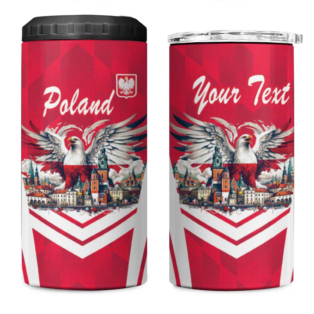 Personalized Poland White-Tailed Eagle 4 in 1 Can Cooler Tumbler Poznan City Flag Style - Wonder Print Shop