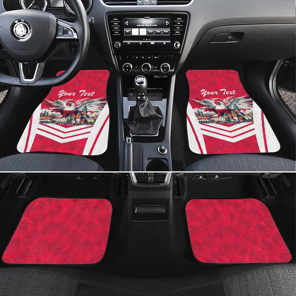 Personalized Poland White-Tailed Eagle Car Mats Poznan City Flag Style - Wonder Print Shop