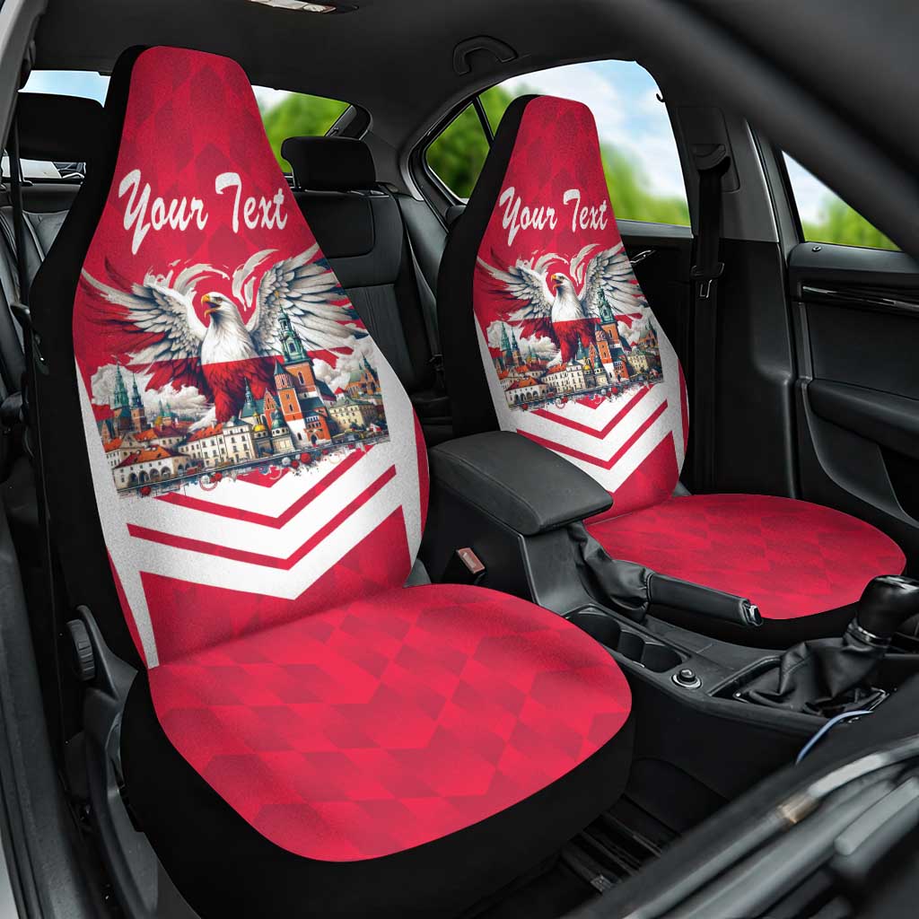 Personalized Poland White-Tailed Eagle Car Seat Cover Poznan City Flag Style - Wonder Print Shop