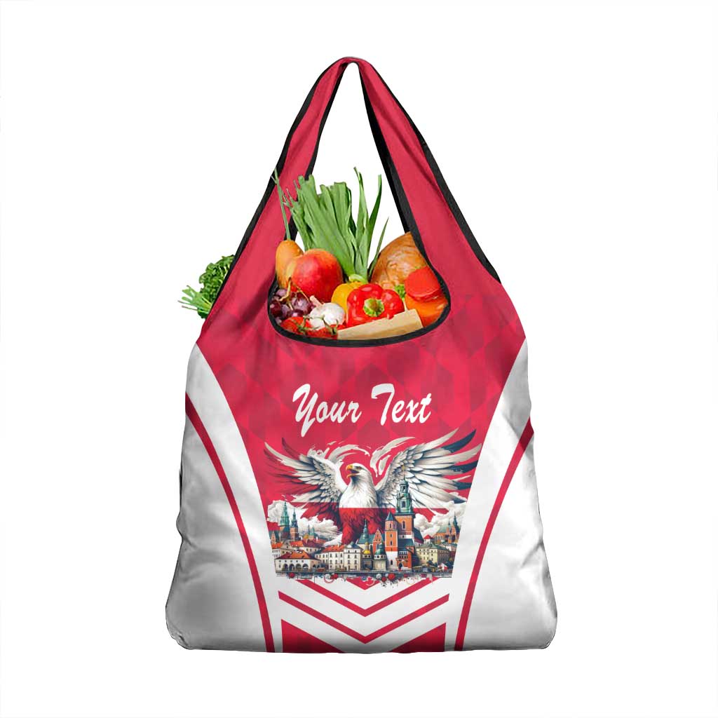 Personalized Poland White-Tailed Eagle Grocery Bag Poznan City Flag Style