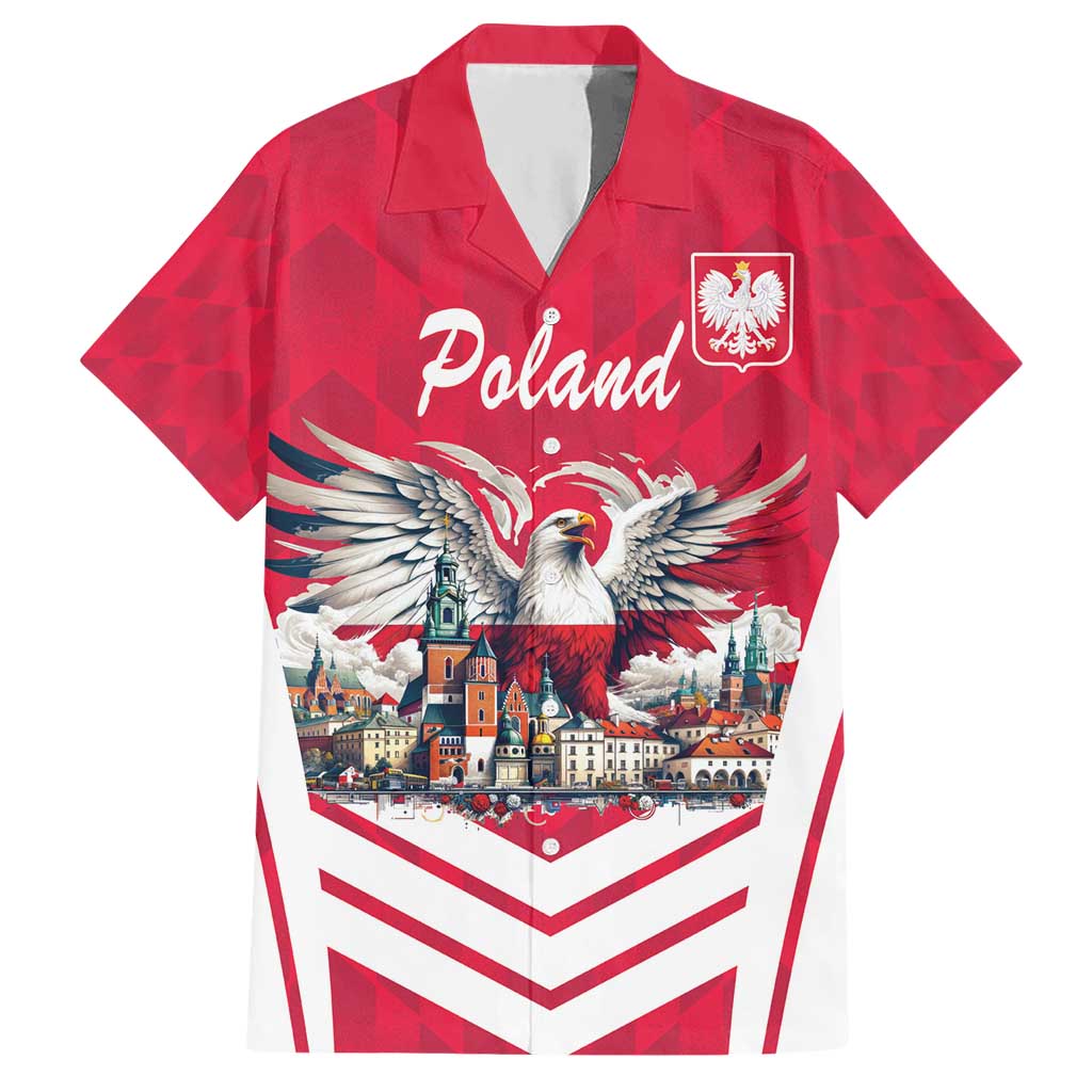 Personalized Poland White-Tailed Eagle Hawaiian Shirt Poznan City Flag Style - Wonder Print Shop