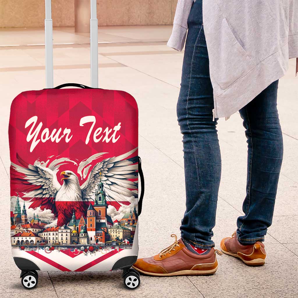 Personalized Poland White-Tailed Eagle Luggage Cover Poznan City Flag Style