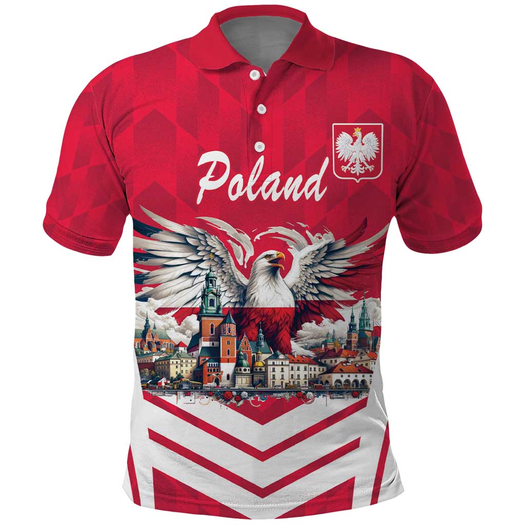 Personalized Poland White-Tailed Eagle Polo Shirt Poznan City Flag Style - Wonder Print Shop