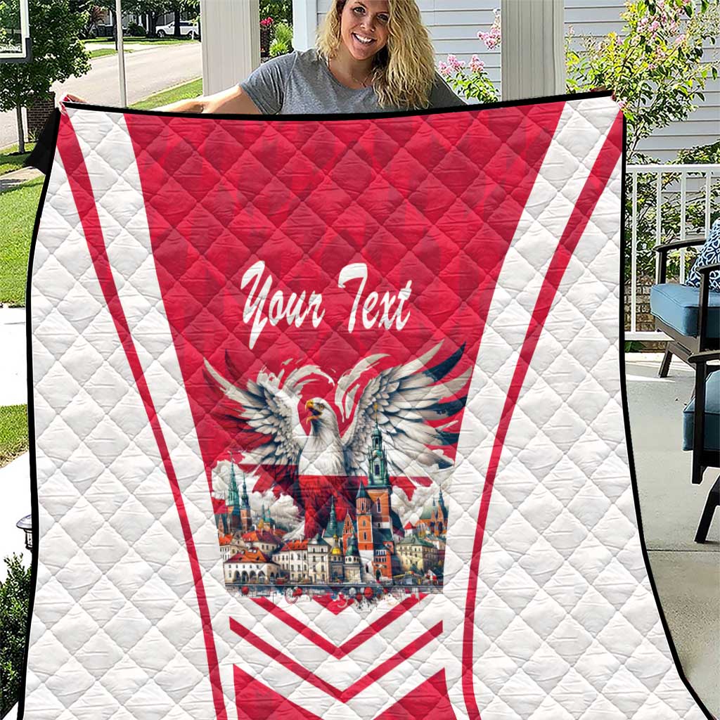 Personalized Poland White-Tailed Eagle Quilt Poznan City Flag Style - Wonder Print Shop