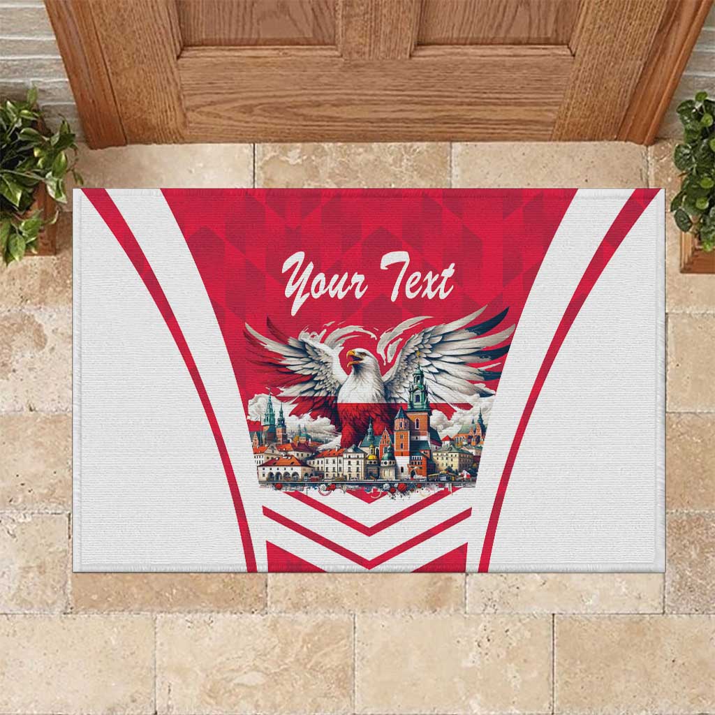 Personalized Poland White-Tailed Eagle Rubber Doormat Poznan City Flag Style - Wonder Print Shop