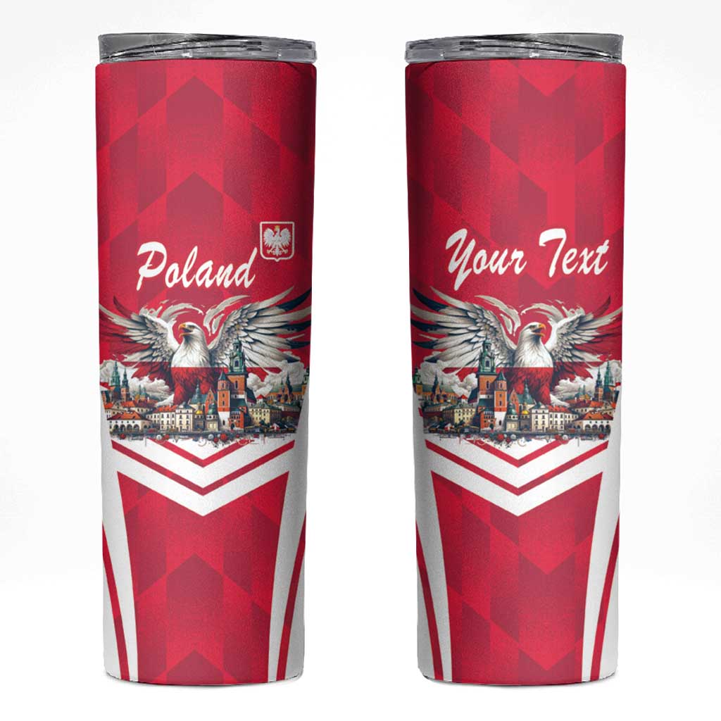 Personalized Poland White-Tailed Eagle Skinny Tumbler Poznan City Flag Style - Wonder Print Shop