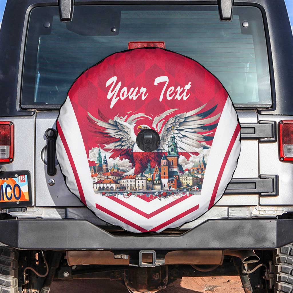 Personalized Poland White-Tailed Eagle Spare Tire Cover Poznan City Flag Style - Wonder Print Shop