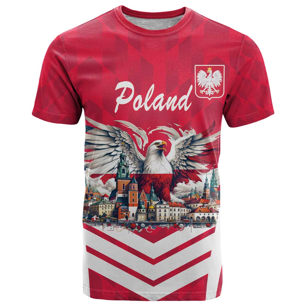 Personalized Poland White-Tailed Eagle T Shirt Poznan City Flag Style - Wonder Print Shop