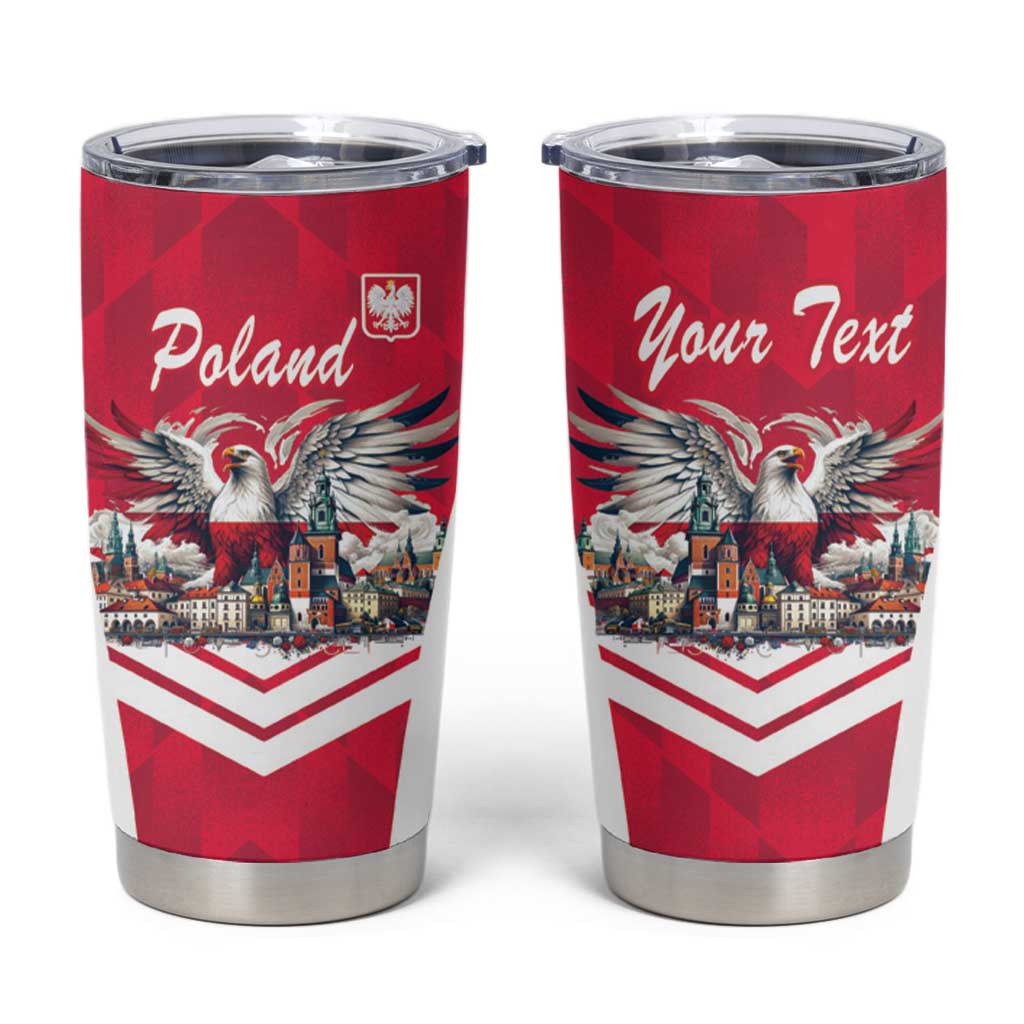 Personalized Poland White-Tailed Eagle Tumbler Cup Poznan City Flag Style - Wonder Print Shop