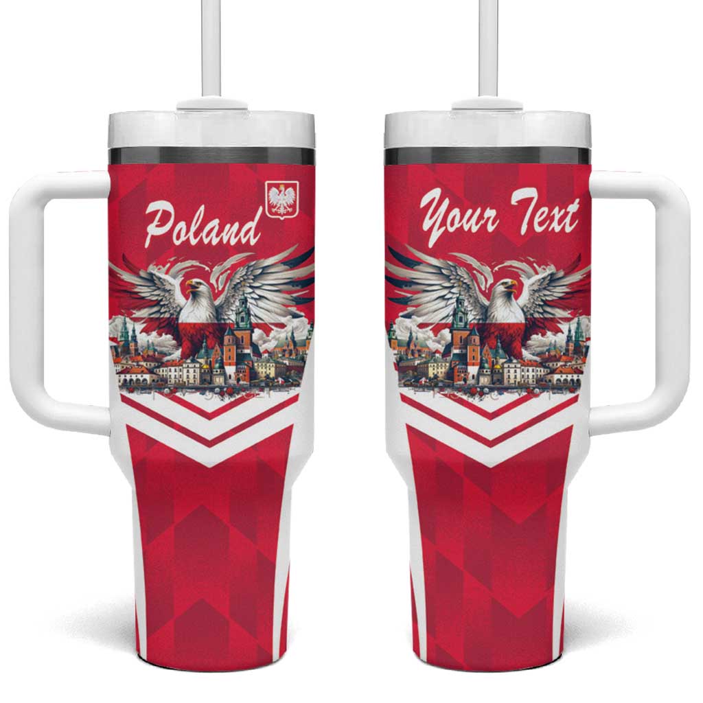 Personalized Poland White-Tailed Eagle Tumbler With Handle Poznan City Flag Style - Wonder Print Shop