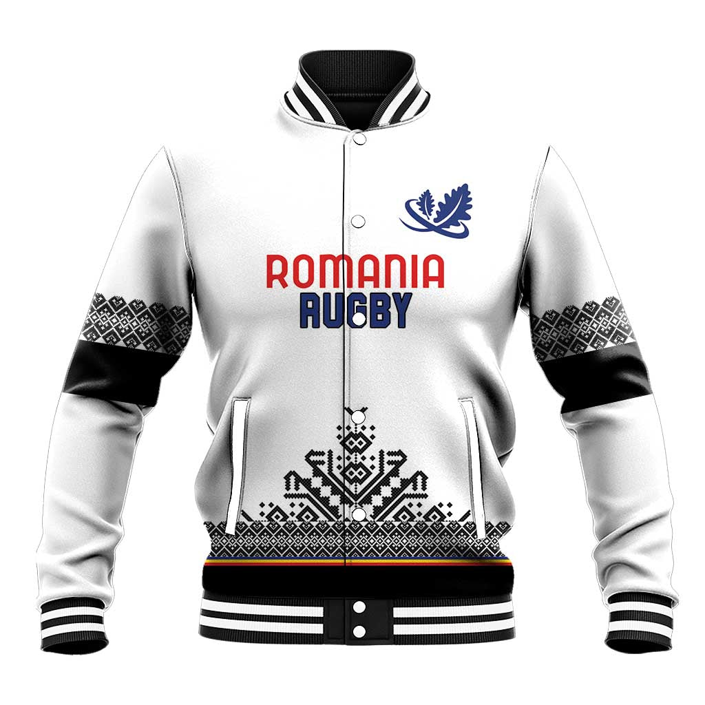 Custom Romania Rugby Baseball Jacket White Version Retro Style