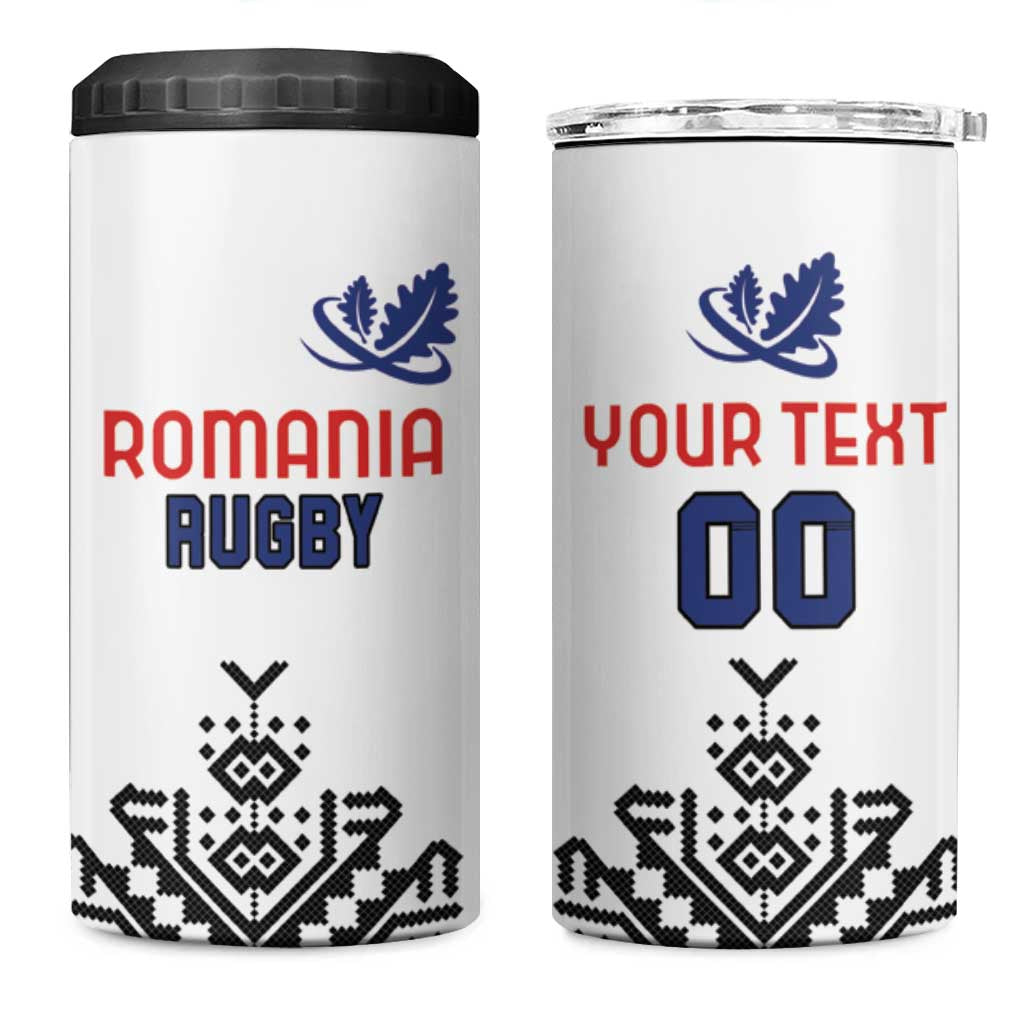 Custom Romania Rugby 4 in 1 Can Cooler Tumbler White Version Retro Style