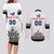 Custom Romania Rugby Couples Matching Long Sleeve Bodycon Dress and Long Sleeve Button Shirt White Version Retro Style