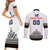 Custom Romania Rugby Couples Matching Short Sleeve Bodycon Dress and Long Sleeve Button Shirt White Version Retro Style