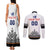 Custom Romania Rugby Couples Matching Tank Maxi Dress and Long Sleeve Button Shirt White Version Retro Style