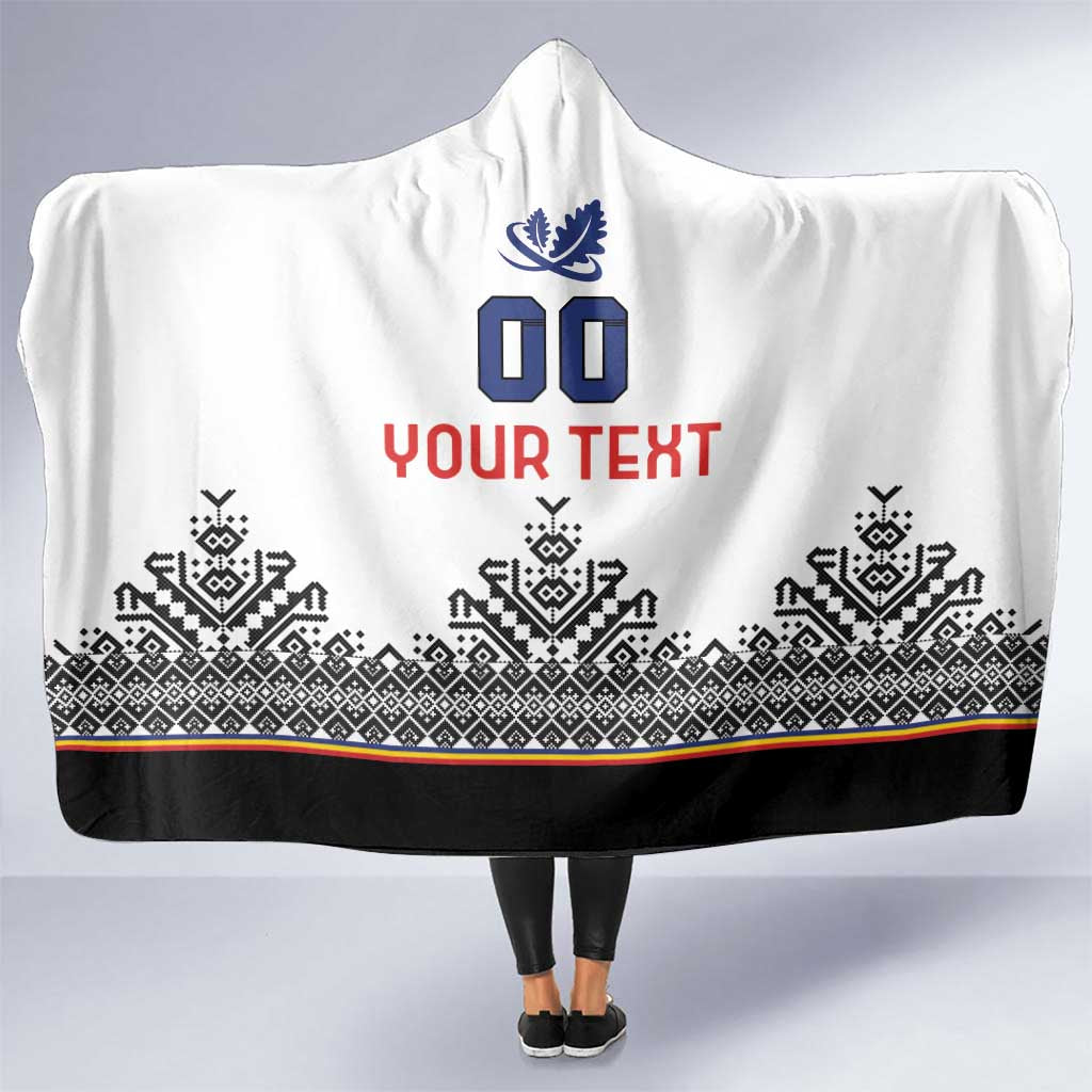 Custom Romania Rugby Hooded Blanket White Version Retro Style