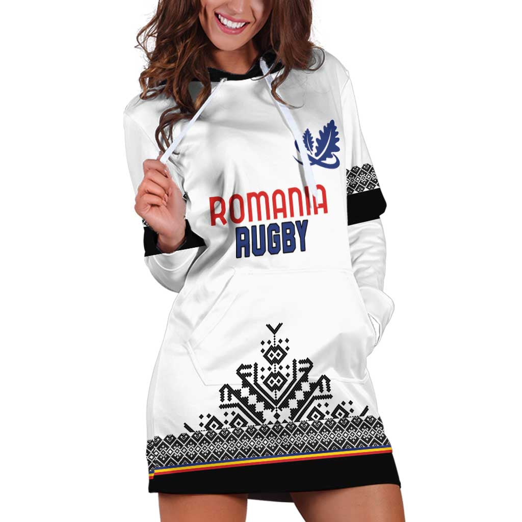 Custom Romania Rugby Hoodie Dress White Version Retro Style