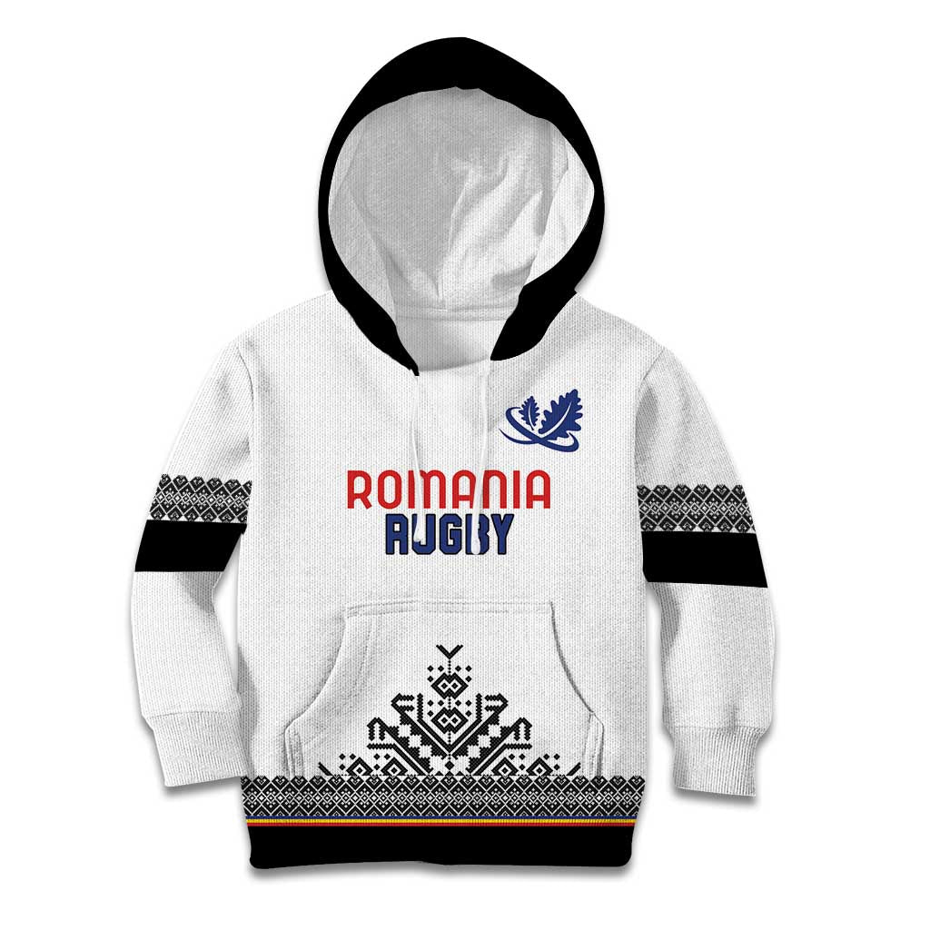 Custom Romania Rugby Kid Hoodie White Version Retro Style