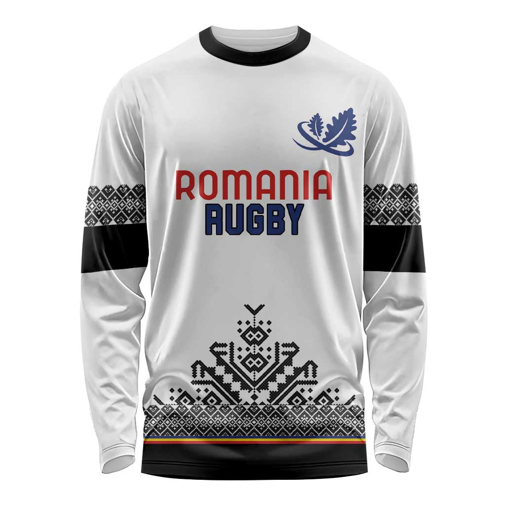 Custom Romania Rugby Long Sleeve Shirt White Version Retro Style