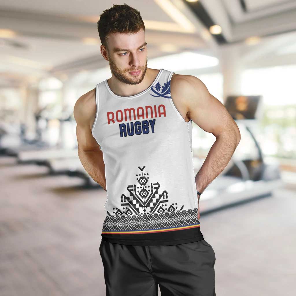 Custom Romania Rugby Men Tank Top White Version Retro Style