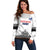 Custom Romania Rugby Off Shoulder Sweater White Version Retro Style