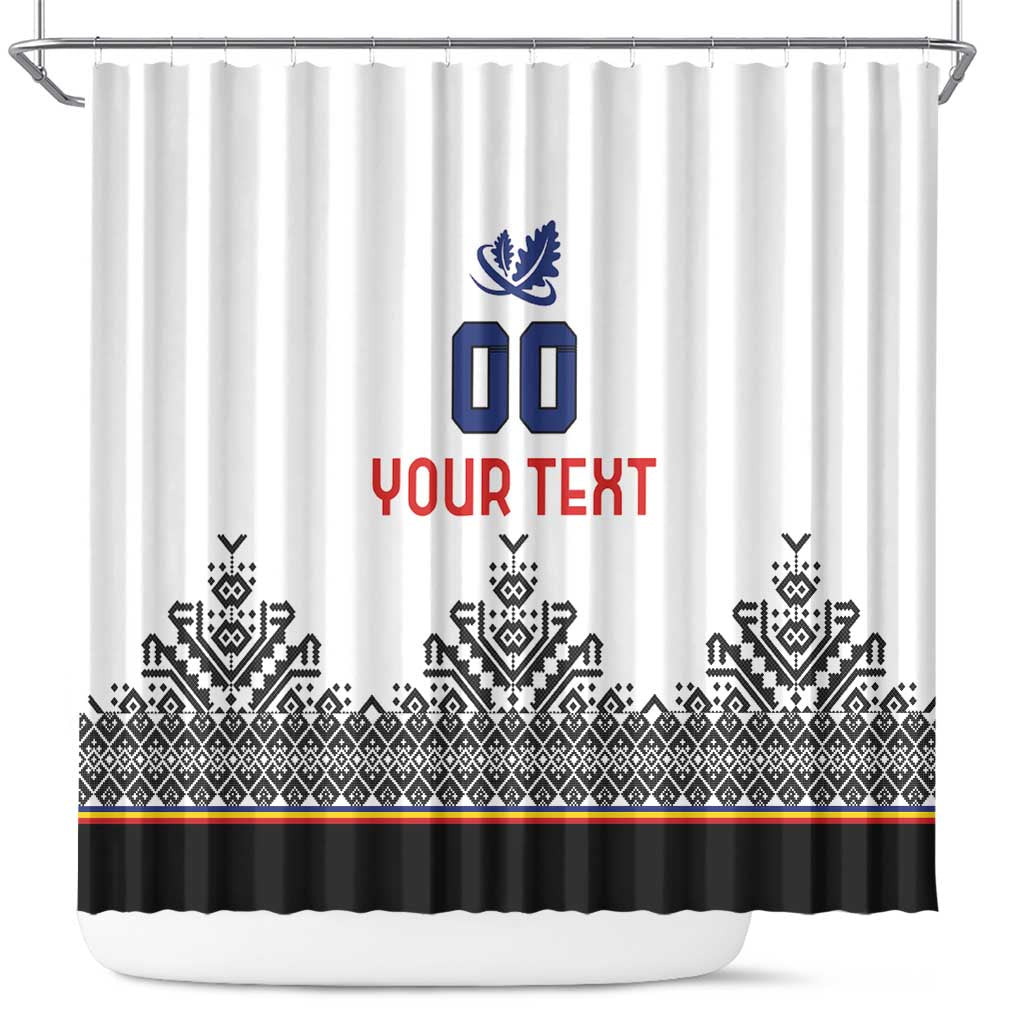 Custom Romania Rugby Shower Curtain White Version Retro Style