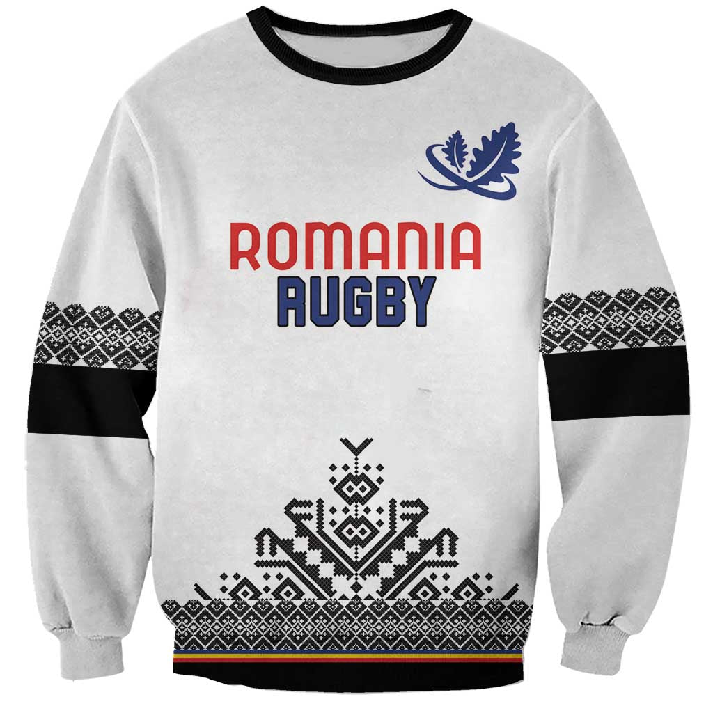 Custom Romania Rugby Sweatshirt White Version Retro Style