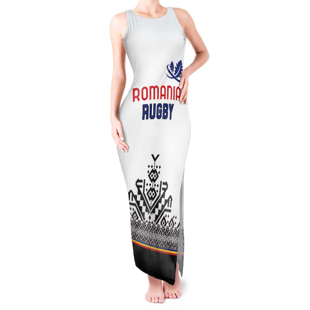 Custom Romania Rugby Tank Maxi Dress White Version Retro Style