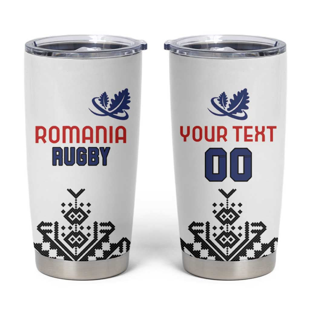 Custom Romania Rugby Tumbler Cup White Version Retro Style