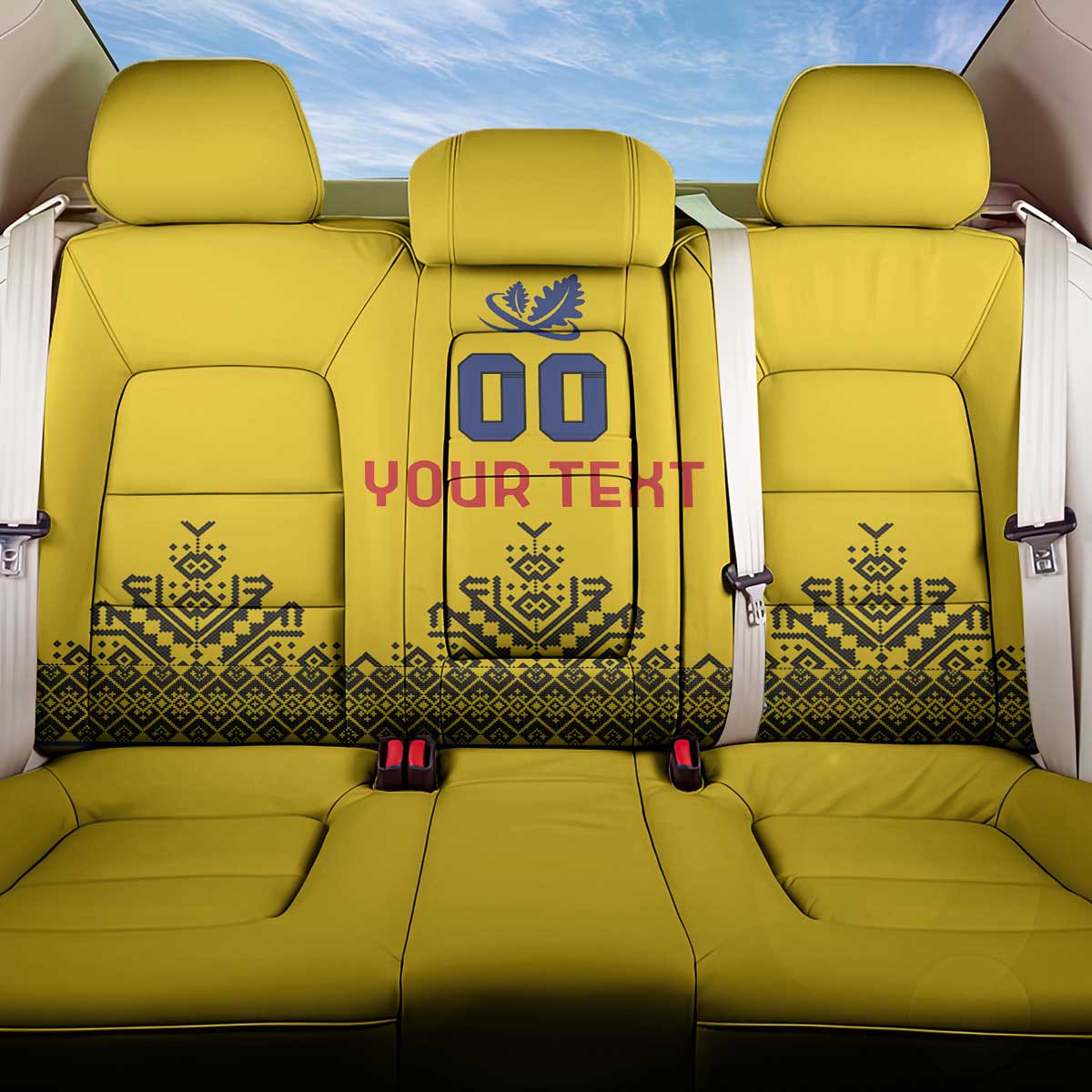 Custom Romania Rugby Back Car Seat Cover Yellow Version Retro Style