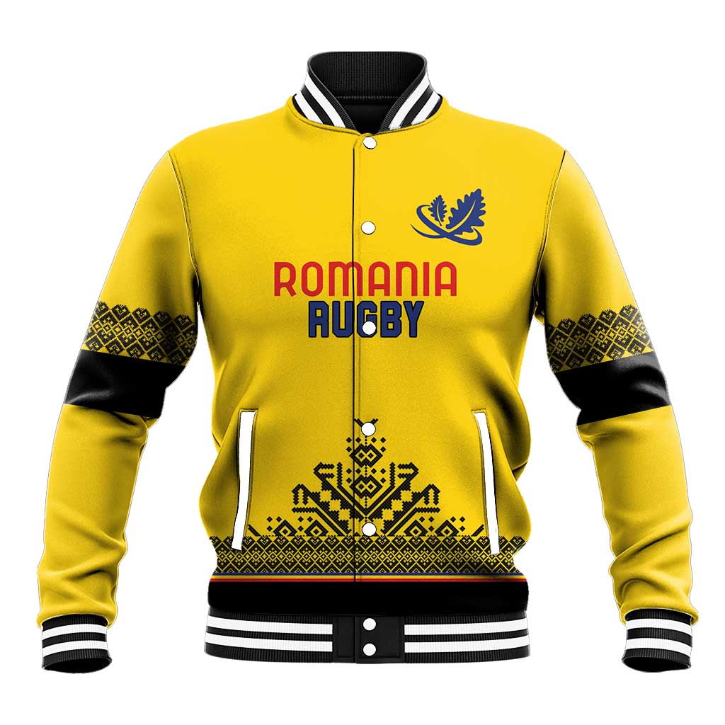 Custom Romania Rugby Baseball Jacket Yellow Version Retro Style