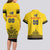 Custom Romania Rugby Couples Matching Long Sleeve Bodycon Dress and Hawaiian Shirt Yellow Version Retro Style