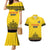 Custom Romania Rugby Couples Matching Mermaid Dress and Hawaiian Shirt Yellow Version Retro Style