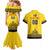 Custom Romania Rugby Couples Matching Mermaid Dress and Hawaiian Shirt Yellow Version Retro Style