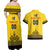 Custom Romania Rugby Couples Matching Off Shoulder Maxi Dress and Hawaiian Shirt Yellow Version Retro Style